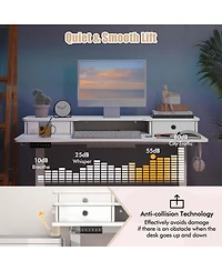 48"x 24" Electric Standing Desk with 2 Drawers Monitor Stand Storage Shelf