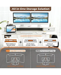 55"x 24" Electric Standing Desk with 2 Drawers Monitor Stand Storage Shelf