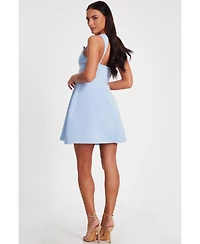 Quiz Women's Scuba Foam Mini Dress with Diamante Bow Detail