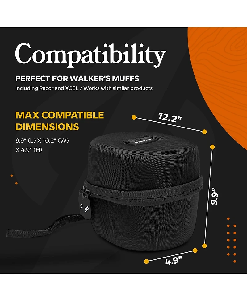 Walkers Game Ear Razor Muffs (Carbon Dark) with Protective Case