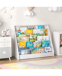 5 Tier Kids Bookshelf with Anti-Tipping Device Kids-friendly Height for Bedroom