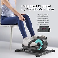 Sunny Health & Fitness Smart Motorized Mini Elliptical Trainer, Indoor Under-Desk Pedal Exerciser with Free SunnyFit App via Bluetooth