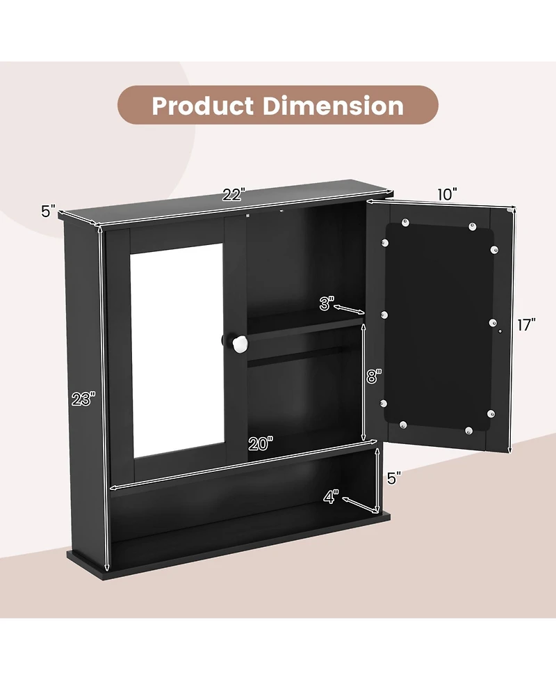 Bathroom Wall-Mount Mirror Cabinet Organizer for Stylish Storage and Space-Saving Solutions