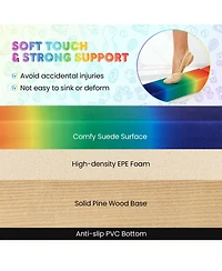 8 Ft Folding Gymnastic Beam with Anti-slip Base Pine Wood Frame Carrying Handle