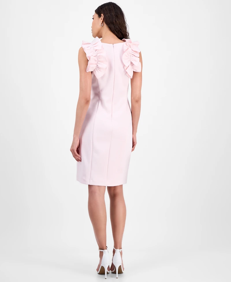 Donna Ricco Women's Ruffled-Strap Sheath Dress