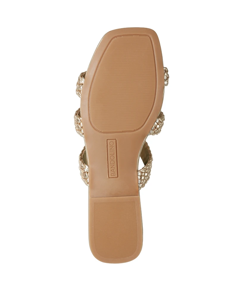 Bandolino Women's Sumer Woven Caged Flat Slide Sandals
