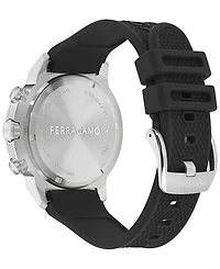 Ferragamo Men's Swiss Chronograph Sport Black Silicone Strap Watch 44mm