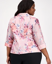 Alex Evenings Plus Size Printed 3/4-Sleeve Top