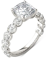 Charles & Colvard Moissanite Cushion Round Engagement Ring (3-1/2 ct. t.w. Diamond Equivalent) 14k White Gold