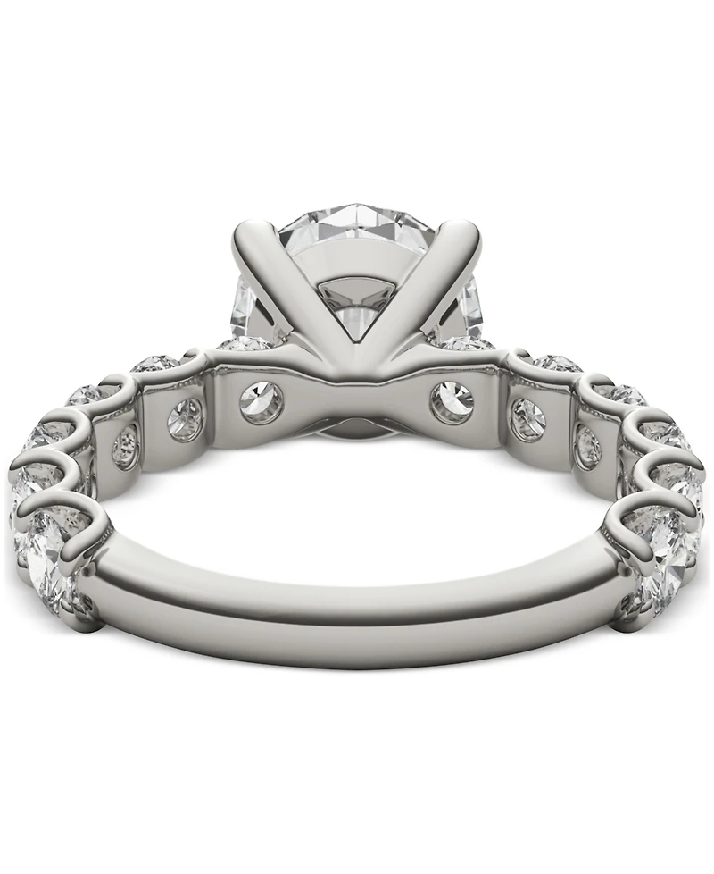 Charles & Colvard Moissanite Solitaire Trellis-Set Side Stone Ring (3-3/4 ct. t.w.) 14k White Gold