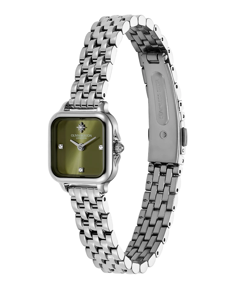 Olivia Burton Women's Grosvenor Mini Silver Tone Bracelet Watch, 20mm