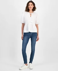 Nautica Jeans Women's Cotton Bow-Front Peplum Top