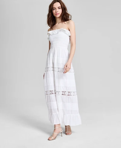 And Now This Women's Cotton Lace-Detail Fit & Flare Maxi Dress, Exclusively at Macy's