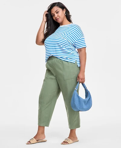 On 34th Trendy Plus Barrel-Leg Utility Pants, Exclusively at Macy's