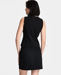 Bar Iii Women's Sleeveless Dual-Zipper Ponte Top, Exclusively at Macy's