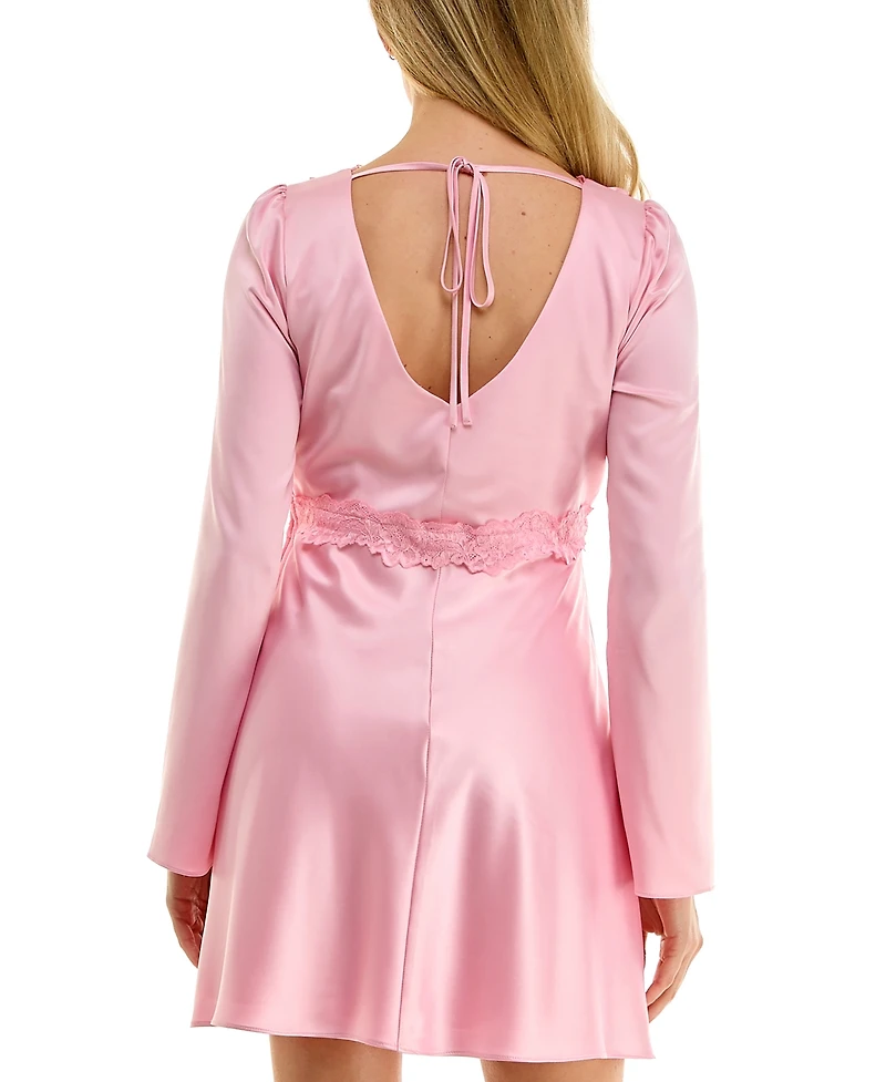 B Darlin Juniors' Satin Lace-Trim V-Neck Dress