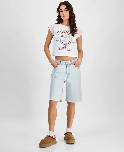 Juniors' High-Rise Baggy Denim Jorts