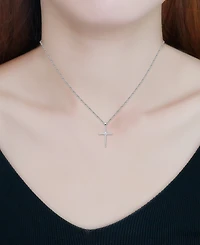 Giani Bernini Cubic Zirconia Cross Pendant Necklace (3/8 ct. t.w.) in Sterling Silver, 16" + 2" extender
