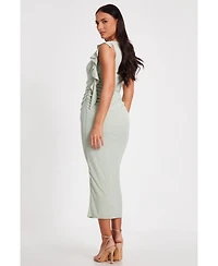 Quiz Women's Jersey Frill Detail Midi Dress
