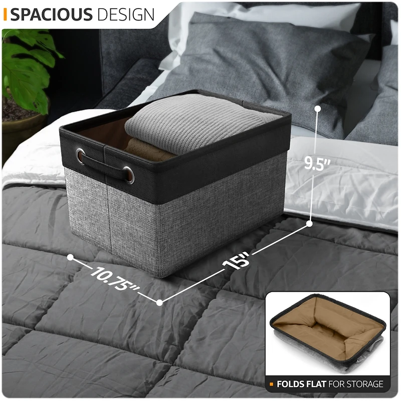 Sorbus 6 Pack 15 inch Collapsible Storage Bins with Handles