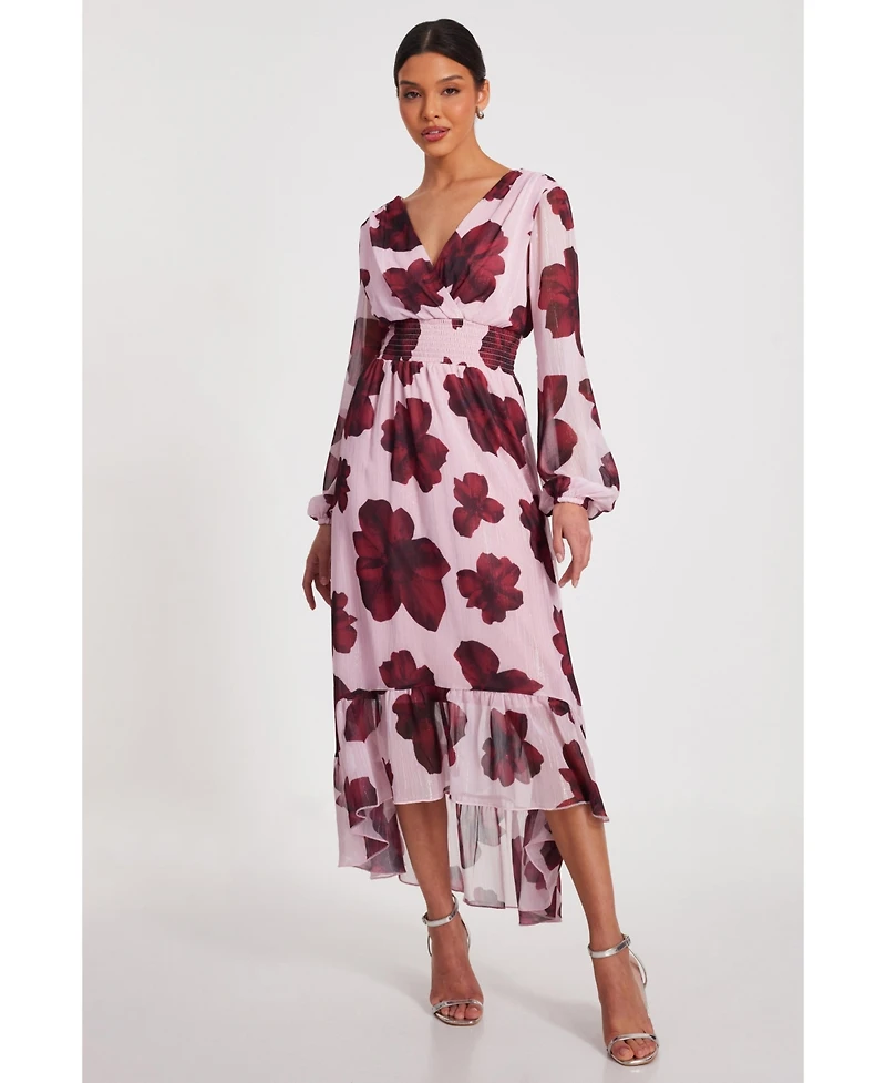 Quiz Women's Floral Midi Dip Hem Dress