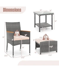 5 Pieces Patio Conversation Set with Soft Cushions and Ottomans-Beige