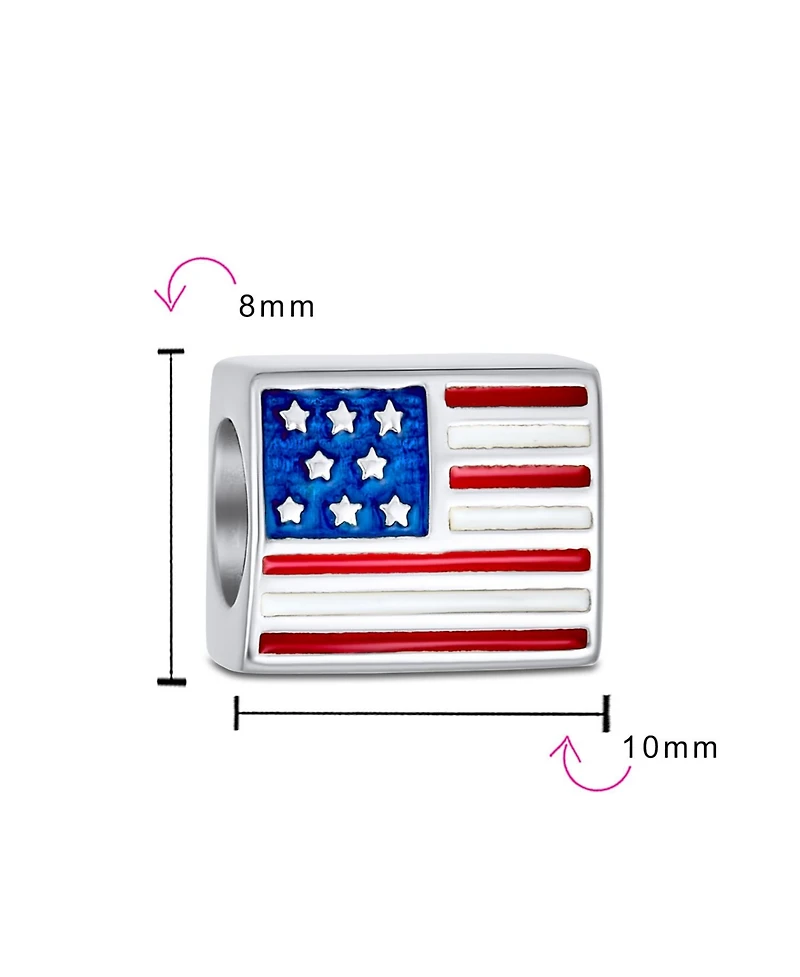 Bling Jewelry Patriotic Usa Flag Star Charm Bead in Sterling Silver European Bracelets