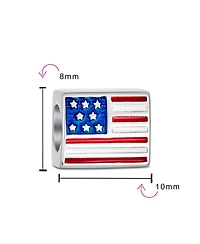 Bling Jewelry Patriotic Usa Flag Star Charm Bead in Sterling Silver European Bracelets