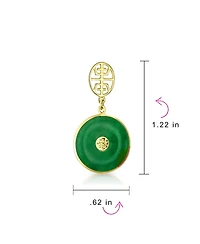 Bling Jewelry Asian Style Green Jade Dangle Earrings 14K Gold Plated Sterling Silver