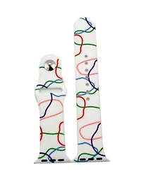 Olivia Pratt White Colorful Stripes Printed Silicone Apple Watch Band