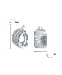 Bling Jewelry Casual Twisted Wide Half Hoop Clip-On Earrings Non-Pierced Ears