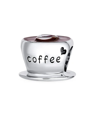 Bling Jewelry Red Cz Heart Coffee Cup Charm Bead Sterling Silver European Bracelets