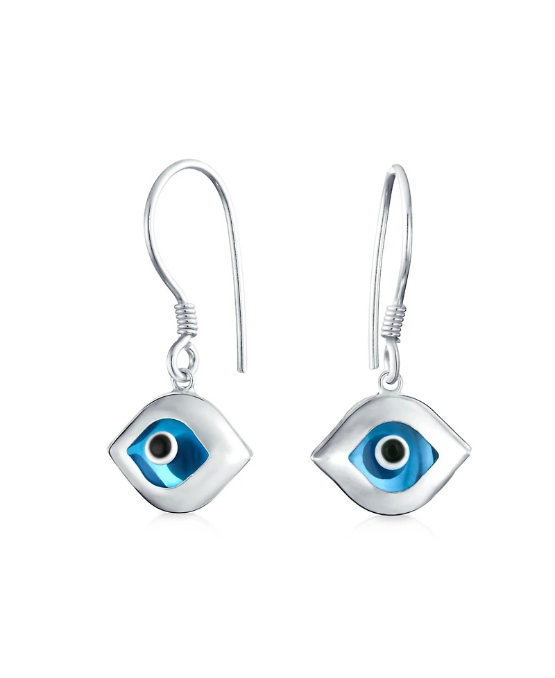 Bling Jewelry Turkish Blue Nazar Evil Eye Dangle Earrings Murano Glass & Sterling Silver Hooks