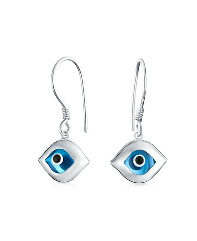 Bling Jewelry Turkish Blue Nazar Evil Eye Dangle Earrings Murano Glass & Sterling Silver Hooks