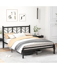 Platform Bed with Metal Frame and Headboard for Modern Bedroom Setup
