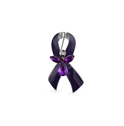 Bling Jewelry Guardian Angel Cancer Awareness Ribbon Brooch Pin - Crystal Enamel Support Symbol