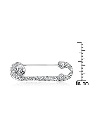 Sterling Silver White Gold Plated with Clear White Cubic Zirconia Pin