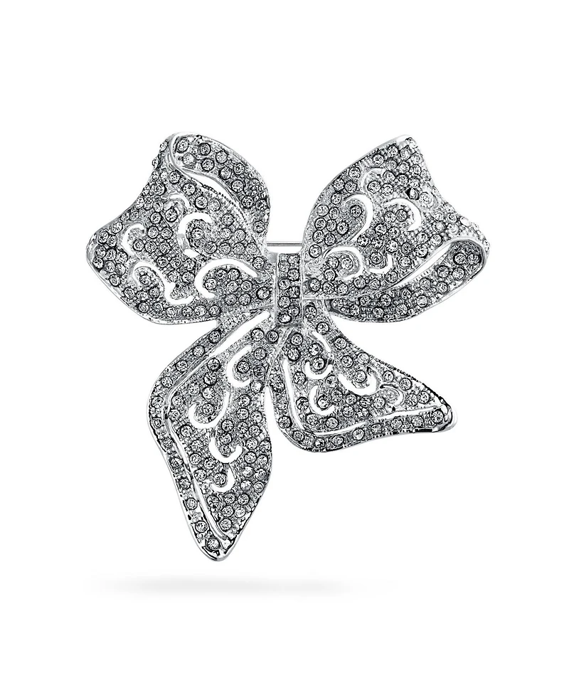 Bling Jewelry Victorian Style Crystal Fashion Brooch Pin Silver Plated