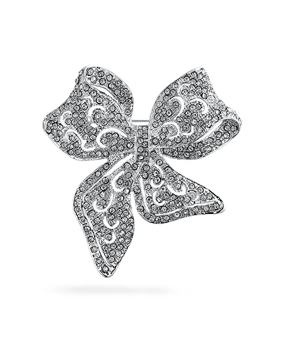 Bling Jewelry Victorian Style Crystal Fashion Brooch Pin Silver Plated