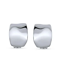 Bling Jewelry Geometric Hammered Dome Half Hoop Clip-On Earrings For Non-Pierced Ears