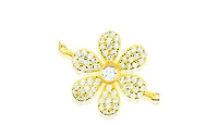 Etoielle Yellow Gold Tone Double Flower Pave Cubic Zirconia Bracelet Adjustable