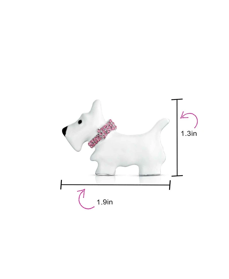 Bling Jewelry Large Statement Blue or Pink Crystal Dog Brooch Pin Silver Tone 1.3 Inch