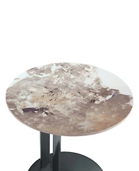 Manhattan Comfort Alondra 19.68" Modern Round Sintered Stone Top End Table