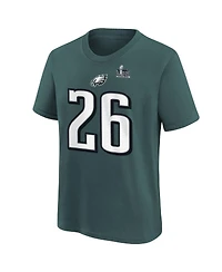 Nike Big Boys and Girls Saquon Barkley Midnight Green Philadelphia Eagles Super Bowl Lix Player Name Number T-Shirt