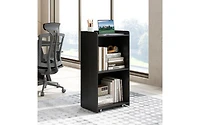 Rolling Podium Stand with 2 Shelves and Lockable Wheels