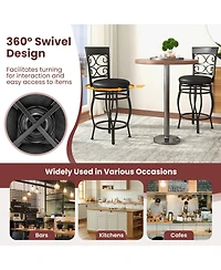 Set of 2 Bar Stools with Backrest and Footrest for Comfortable Kitchen or Home Bar Seating