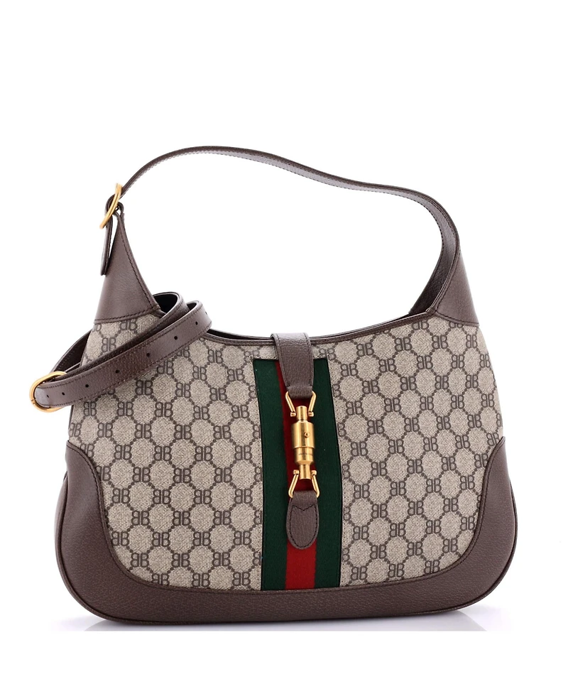 Pre-Owned Balenciaga Medium x Gucci The Hacker Project Jackie 1961 Hobo Bb Coated Canvas