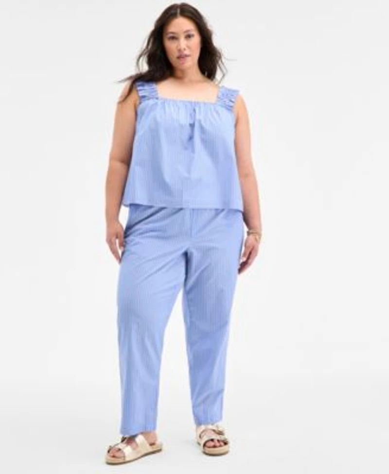 On 34th Trendy Plus Size Striped Sleeveless Top Striped Pull On Pants Exclusively At Macys