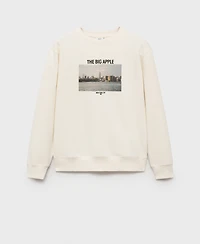 Mango Men's Graphic-Print Cotton Sweatshirt