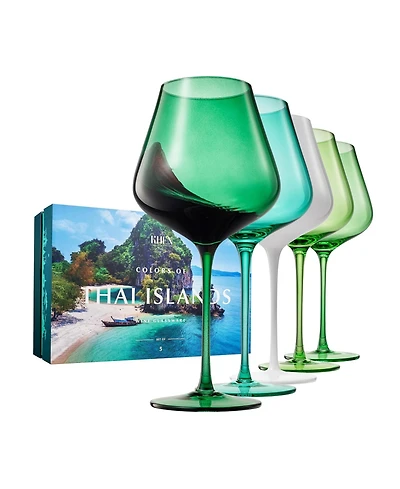 The Wine Savant Colors of Thai Island Beaches Wine Glasses, Set of 5